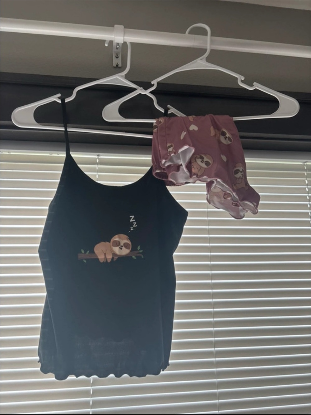 Amazon Black Camisole with Pink Sloth-Print Shorts Set